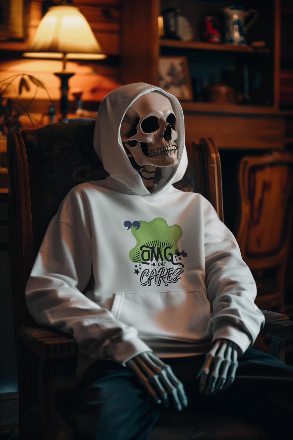 Men's No One Care Typography Hoodie Sweatshirt