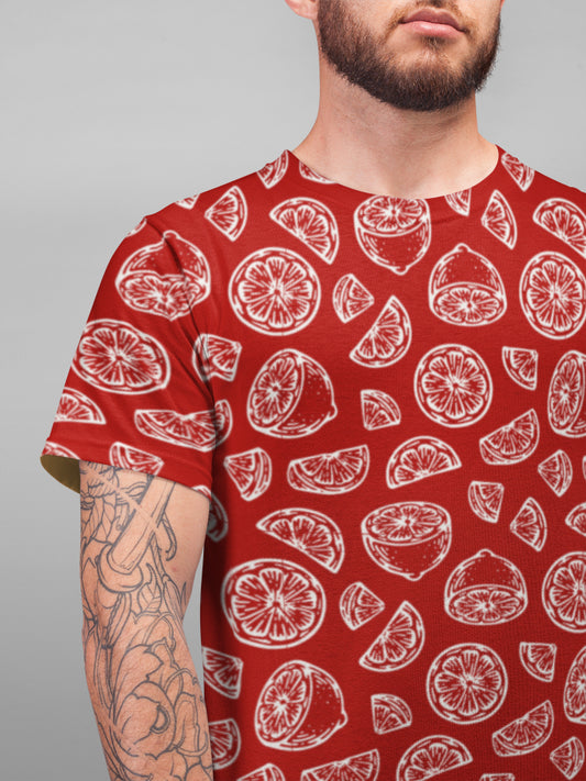 Men's Crimson Red Lime T-shirt