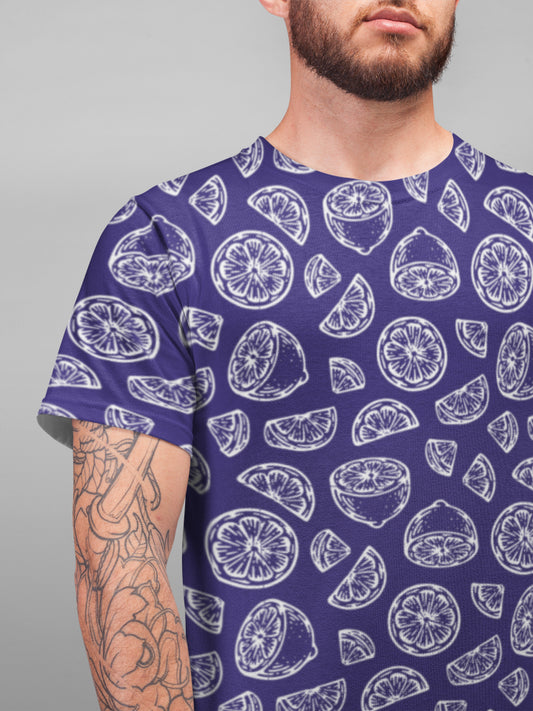 Men's All Over Print Purply Blue Lime T-shirt