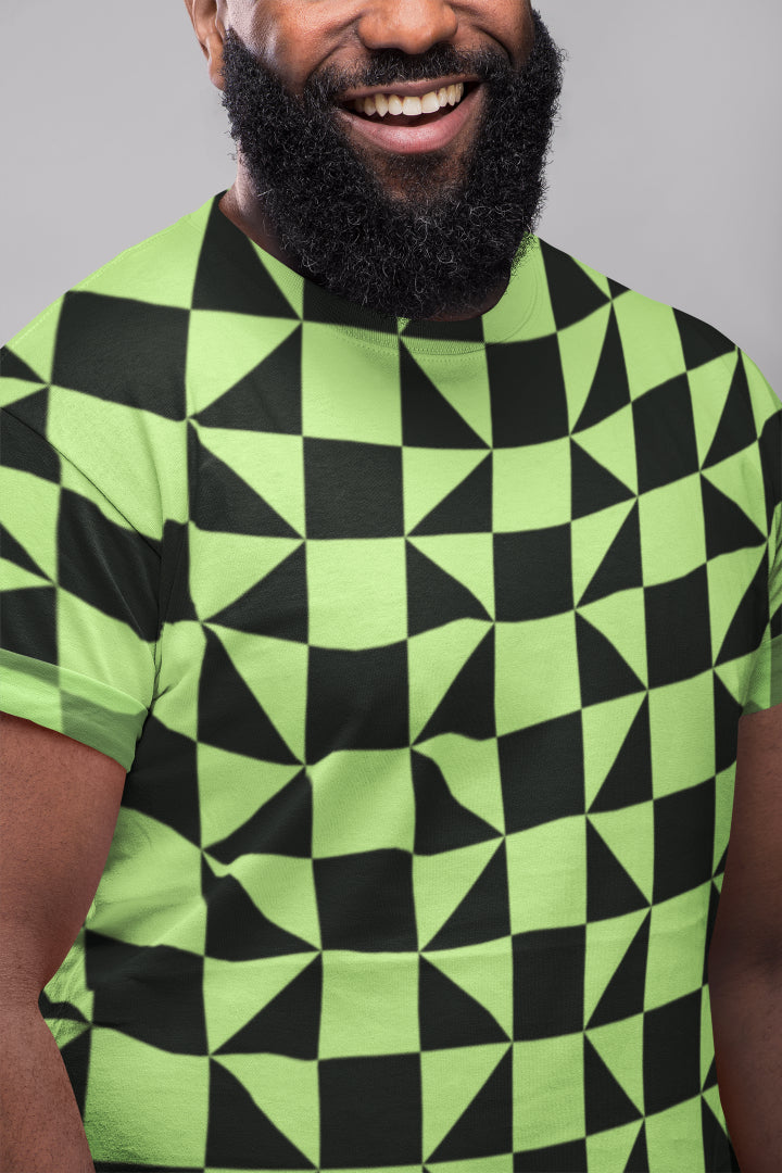 Men's All Over Print Green Abstract T-shirt