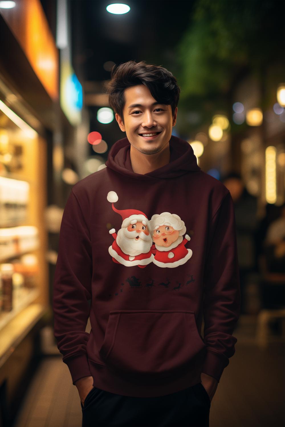 Men's Santa Couple Hoodie Sweatshirt