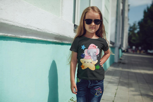 Kids Baby Elephant and Stars Unisex Tshirt