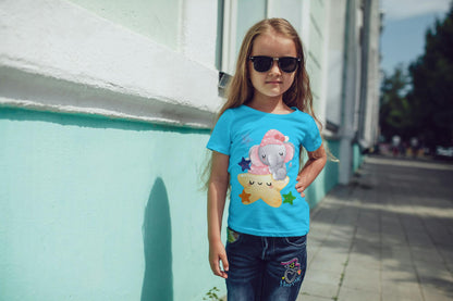 Kids Baby Elephant and Stars Unisex Tshirt