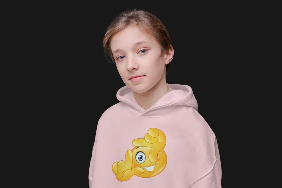 Girl's Frame of Finger Emoji Hoodie Sweatshirt