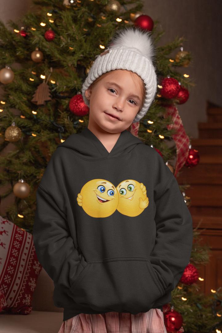 Girl's Happy Hugging Emoji Hoodie Sweatshirt