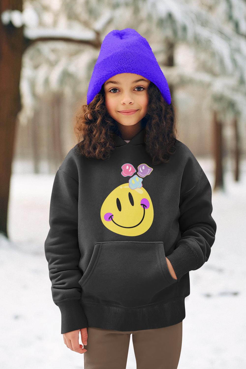 Girl's Yellow Smiley Hoodie Sweatshirt