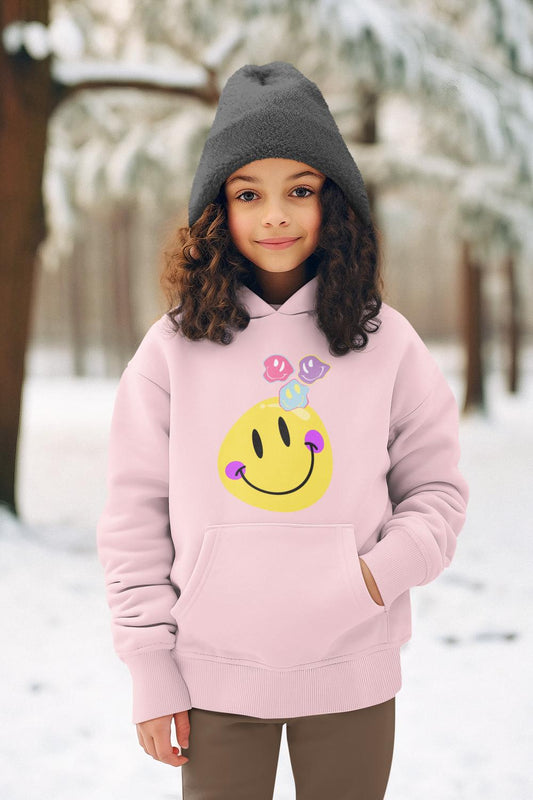 Girl's Yellow Smiley Hoodie Sweatshirt