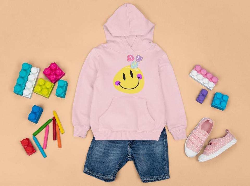 Girl's Yellow Smiley Hoodie Sweatshirt