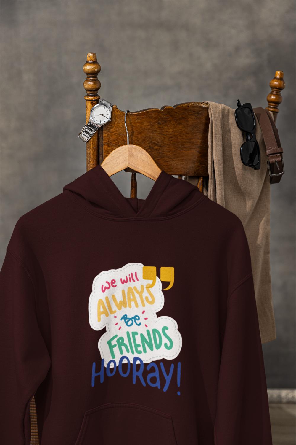 Men's Always Friends Typography Hoodie Sweatshirt