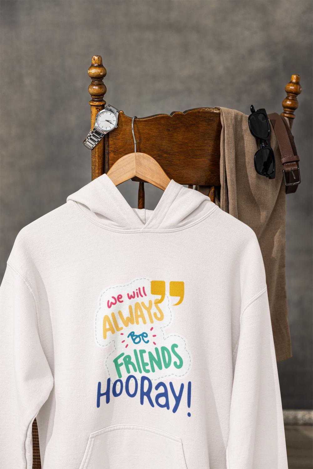 Men's Always Friends Typography Hoodie Sweatshirt