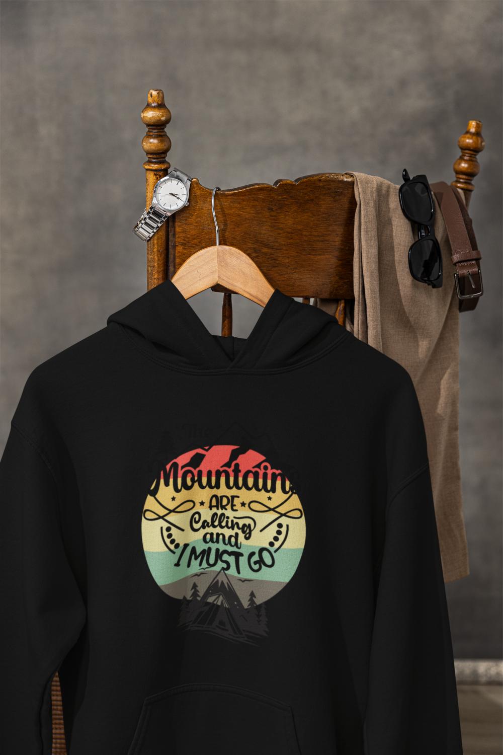 Men's Mountain Calling Typography Hoodie Sweatshirt