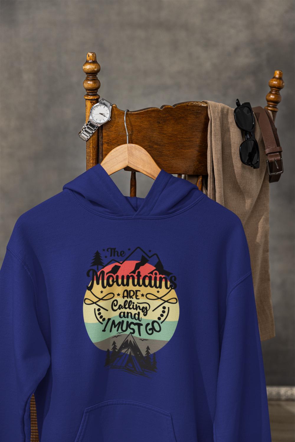 Men's Mountain Calling Typography Hoodie Sweatshirt