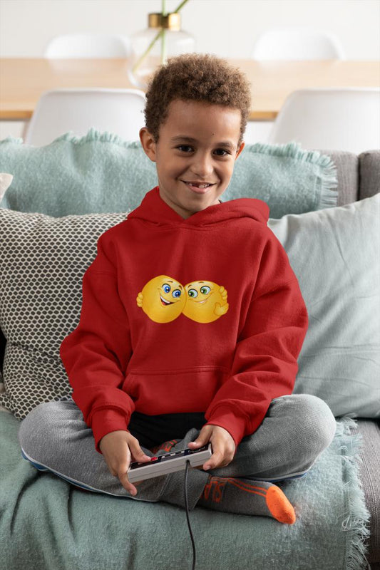 Boy's Happy Hugging Emoji Hoodie Sweatshirt