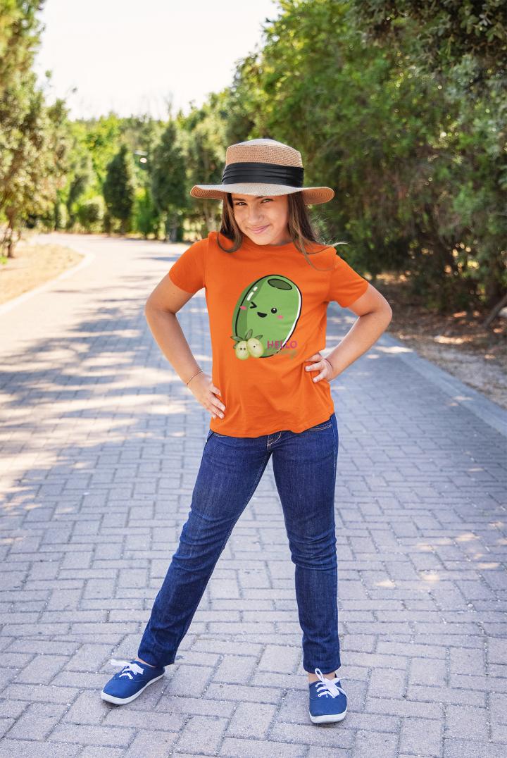 Kid's Olive Hello Darling Unisex Tshirt