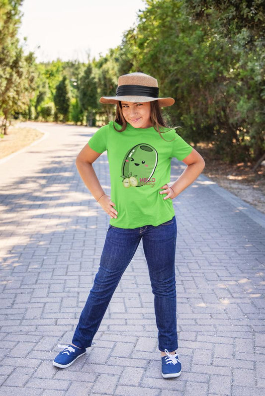 Kid's Olive Hello Darling Unisex Tshirt