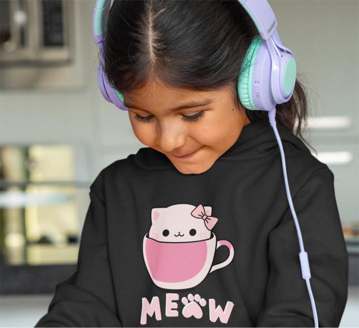 Girl's Hello Cup Kitty Hoodie Sweatshirt