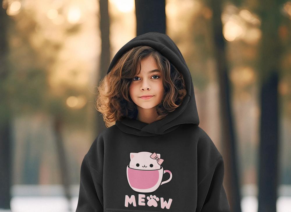 Girl's Hello Cup Kitty Hoodie Sweatshirt