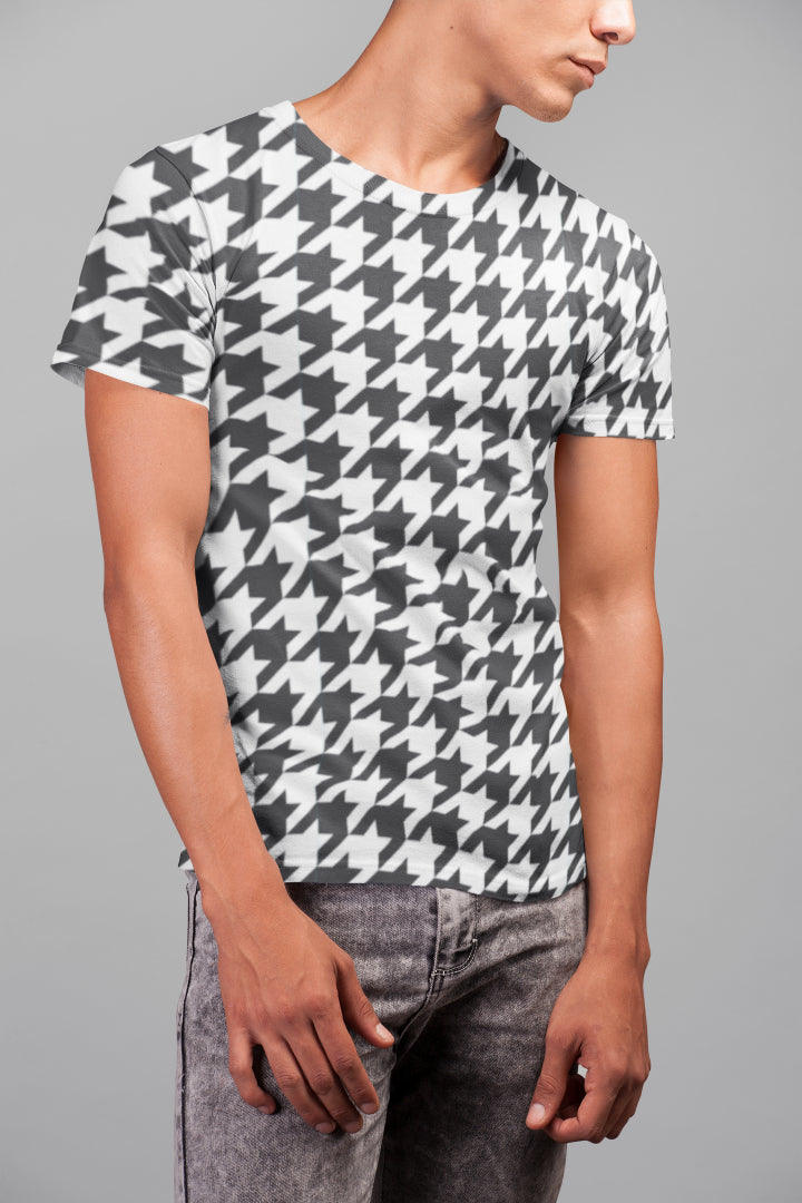 Men's All Over Print Black & White T-shirt