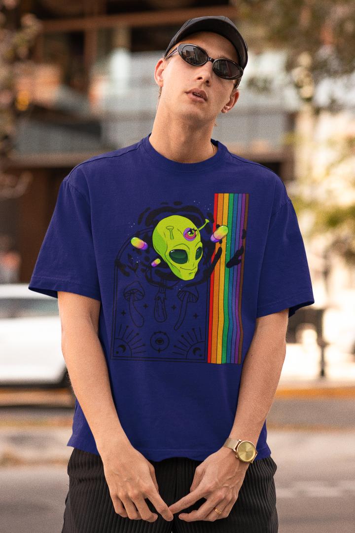 Men's Multicolored Crown Oversized T shirt