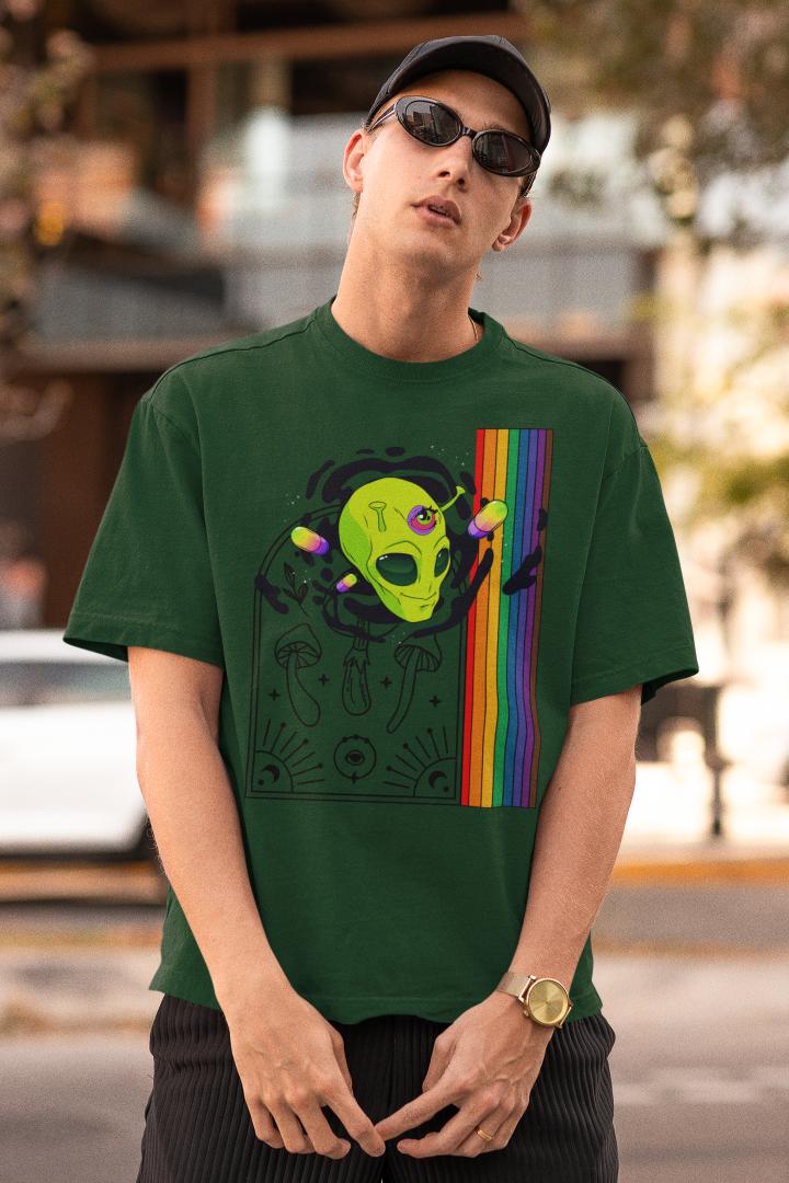 Men's Multicolored Crown Oversized T shirt