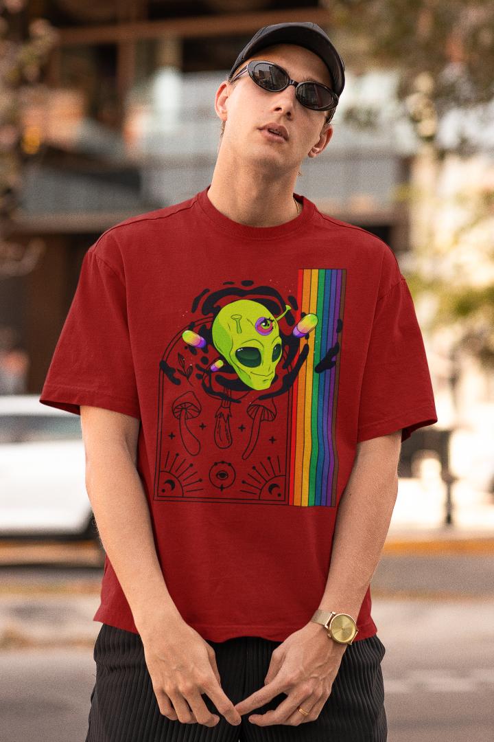 Men's Multicolored Crown Oversized T shirt