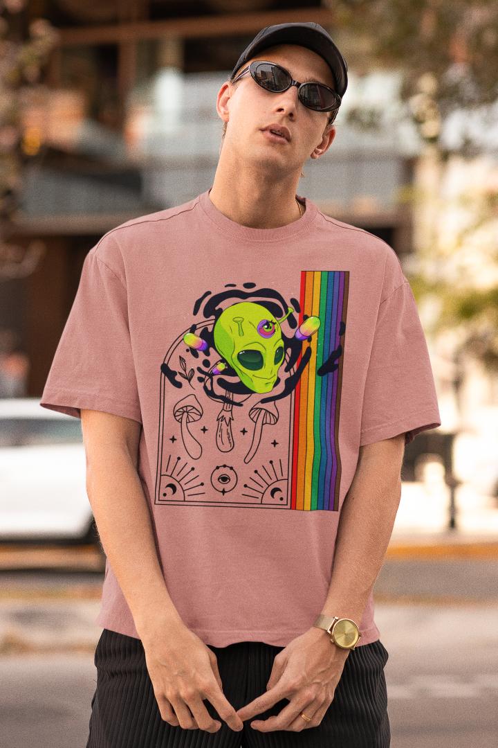 Men's Multicolored Crown Oversized T shirt