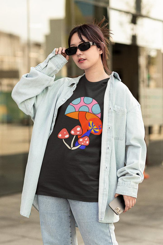 Women's Vibrant Mushroom Oversized T shirt