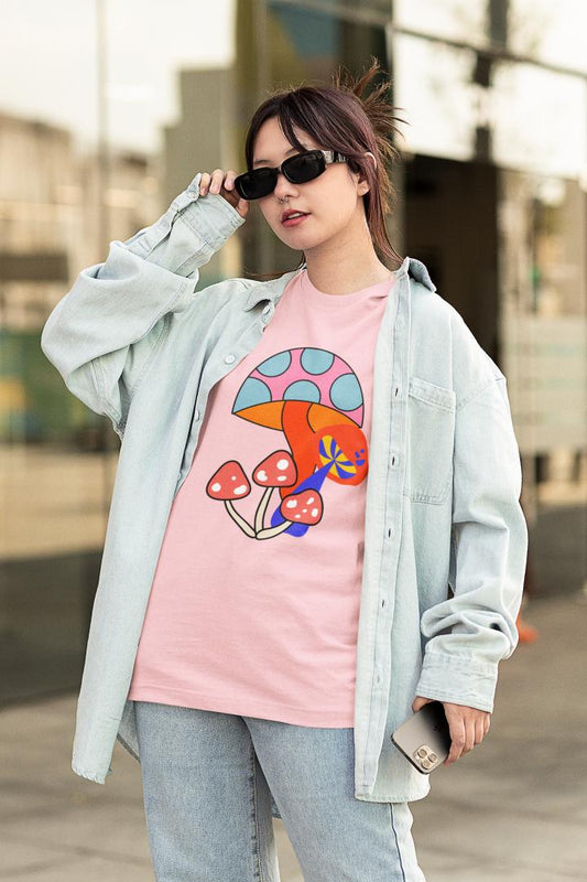 Women's Vibrant Mushroom Oversized T shirt