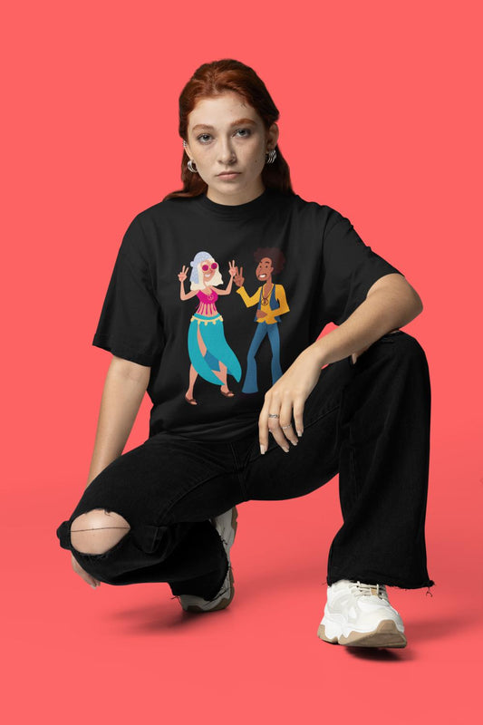 Women's Hippy Couple Oversized T shirt