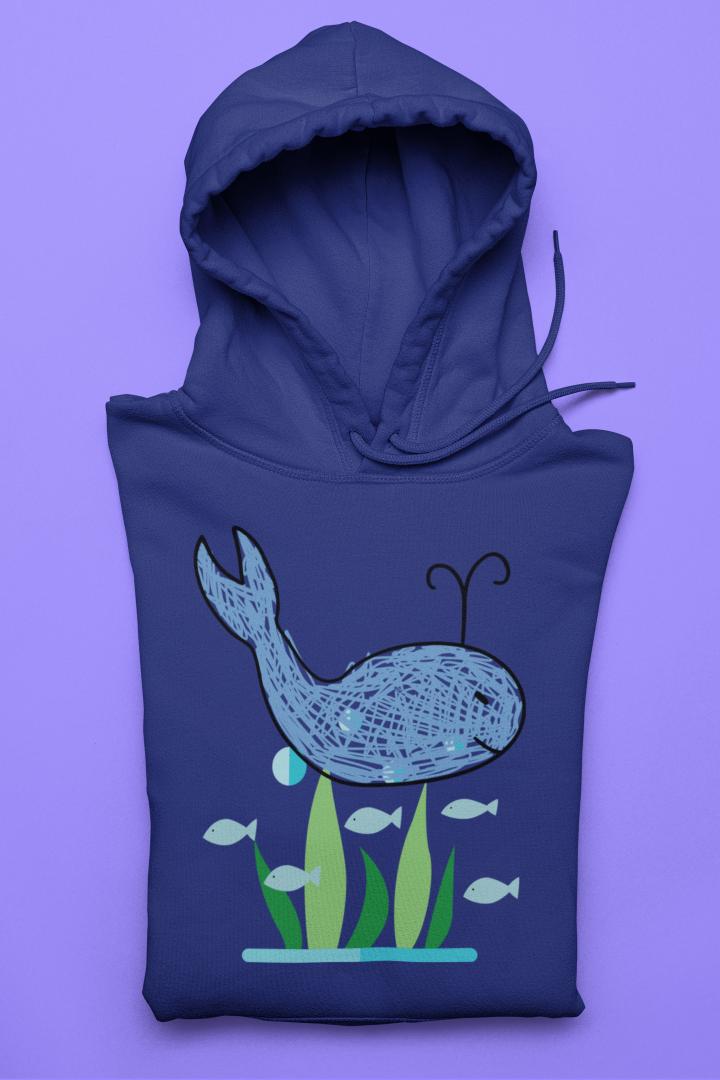 Women's Crayon Whale Hoodie Sweatshirt