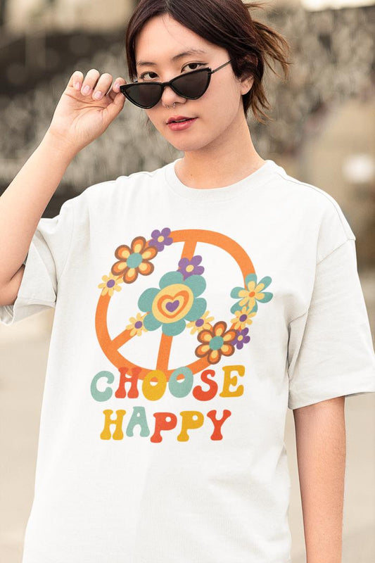 Women's Choose Happy Oversized T shirt