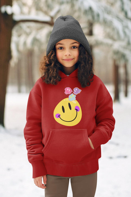 Girl's Yellow Smiley Hoodie Sweatshirt