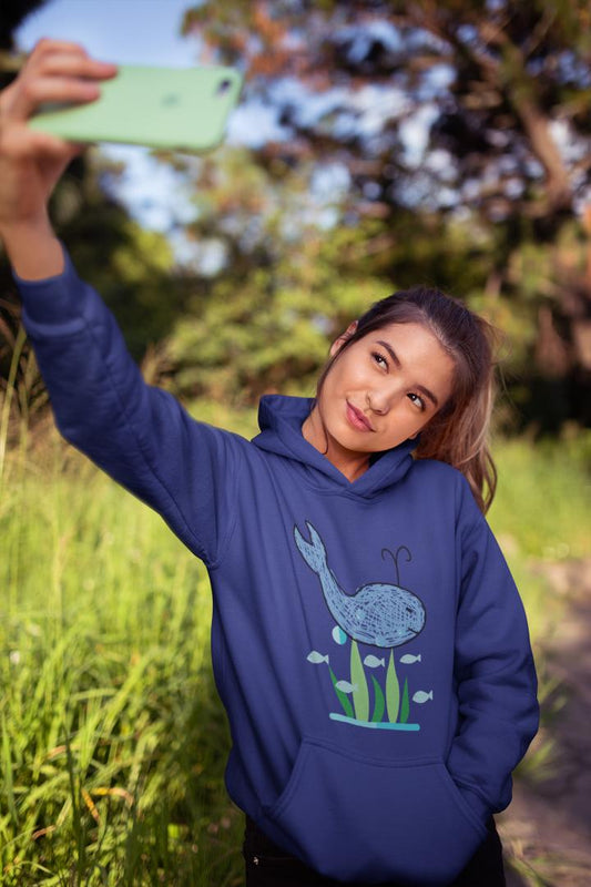 Women's Crayon Whale Hoodie Sweatshirt