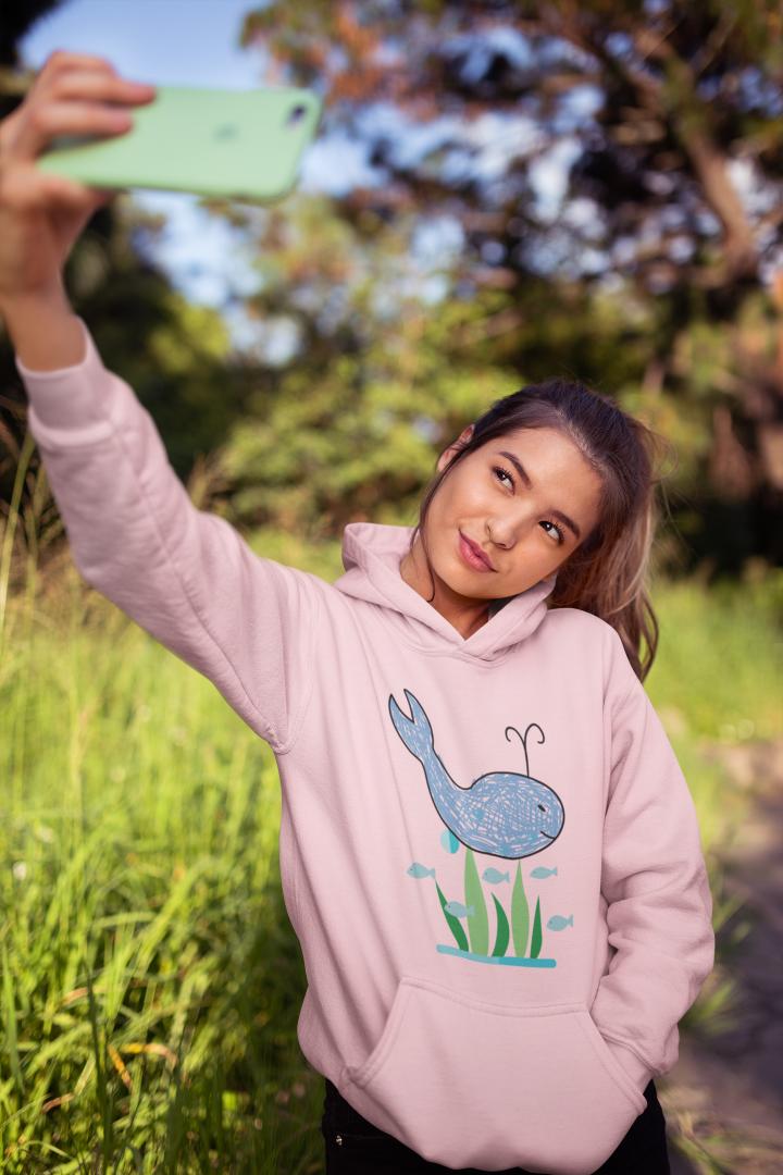 Women's Crayon Whale Hoodie Sweatshirt