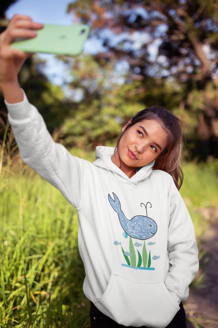 Women's Crayon Whale Hoodie Sweatshirt