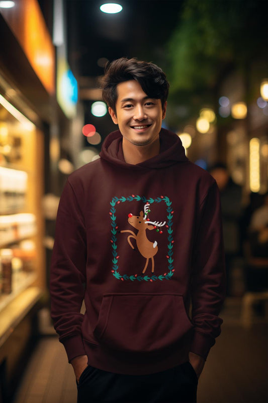 Men's Reindeer Christmas Hoodie Sweatshirt