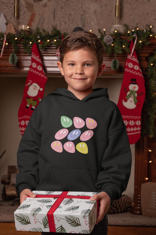 Boy's Wavy Smiley Faces Hoodie Sweatshirt