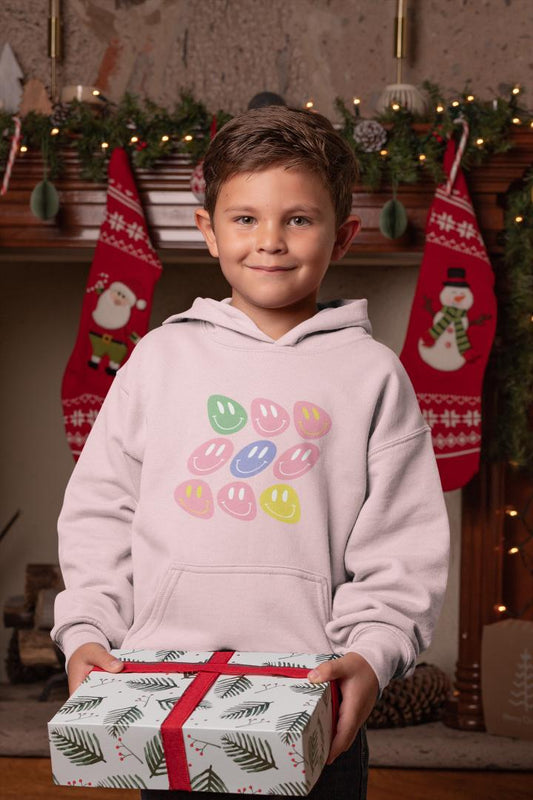 Boy's Wavy Smiley Faces Hoodie Sweatshirt