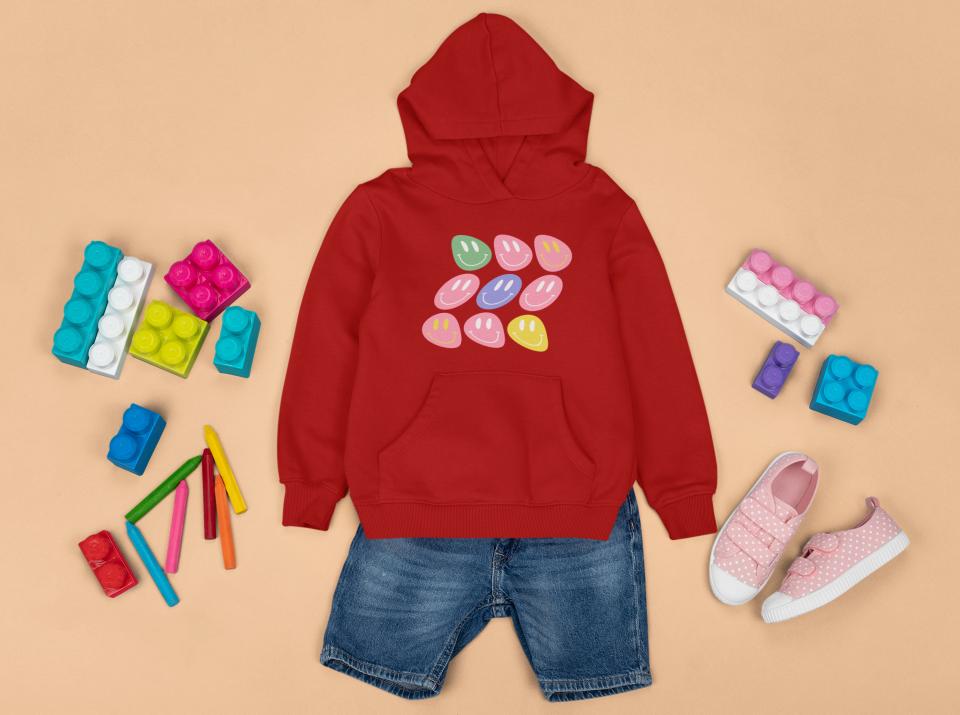 Boy's Wavy Smiley Faces Hoodie Sweatshirt