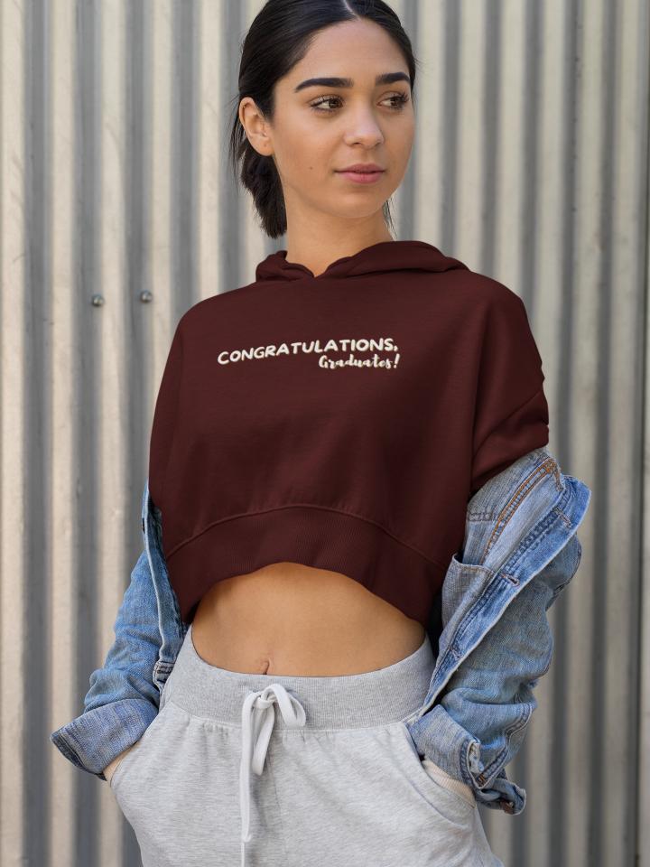 Women's Congratulation Crop Hoodie Sweatshirt