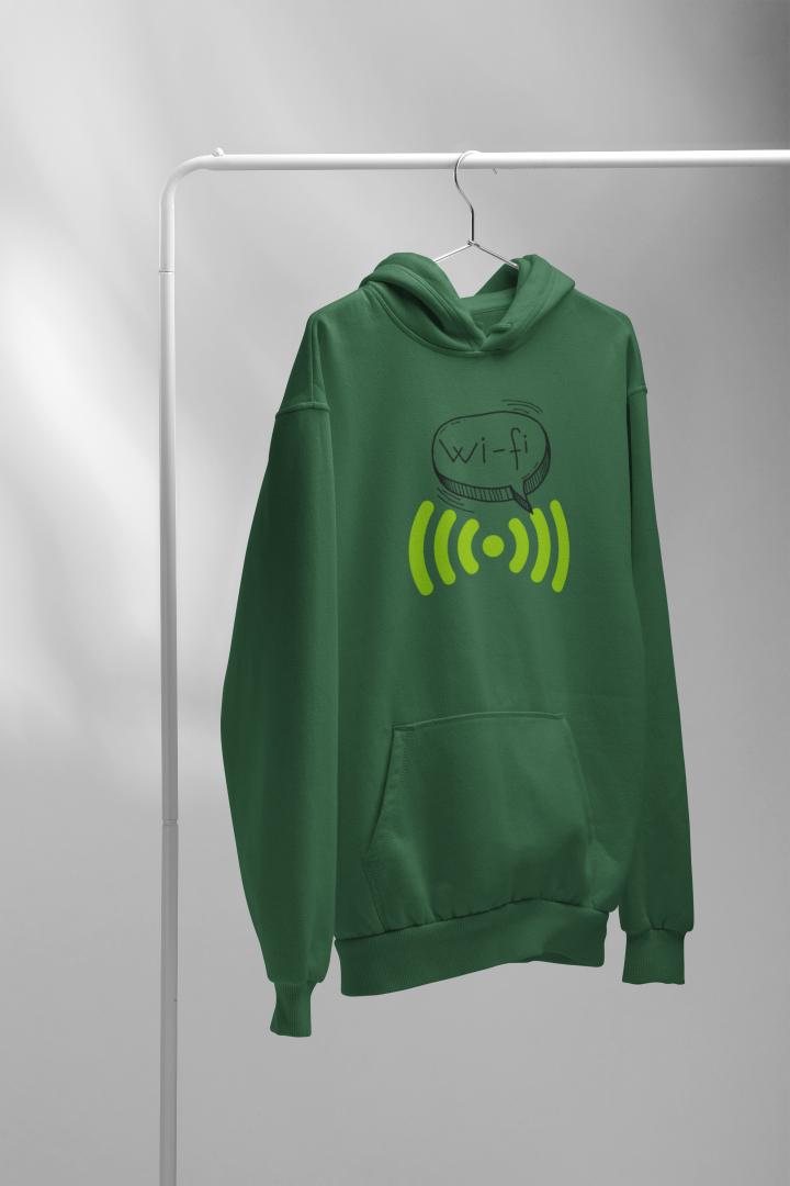 Men's Doodle Wifi Oversized Hooded Sweatshirt