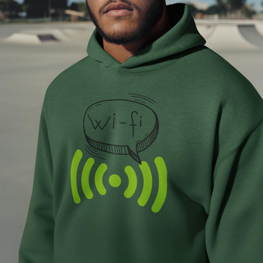 Men's Doodle Wifi Oversized Hooded Sweatshirt