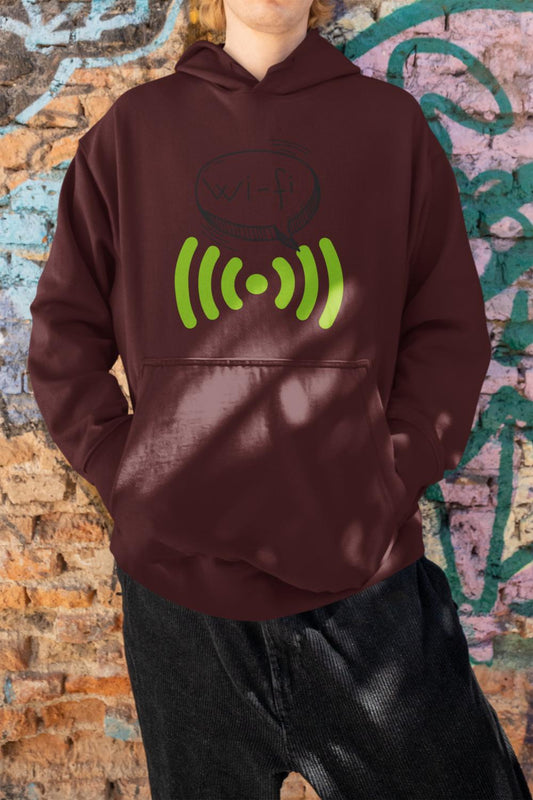 Men's Doodle Wifi Oversized Hooded Sweatshirt