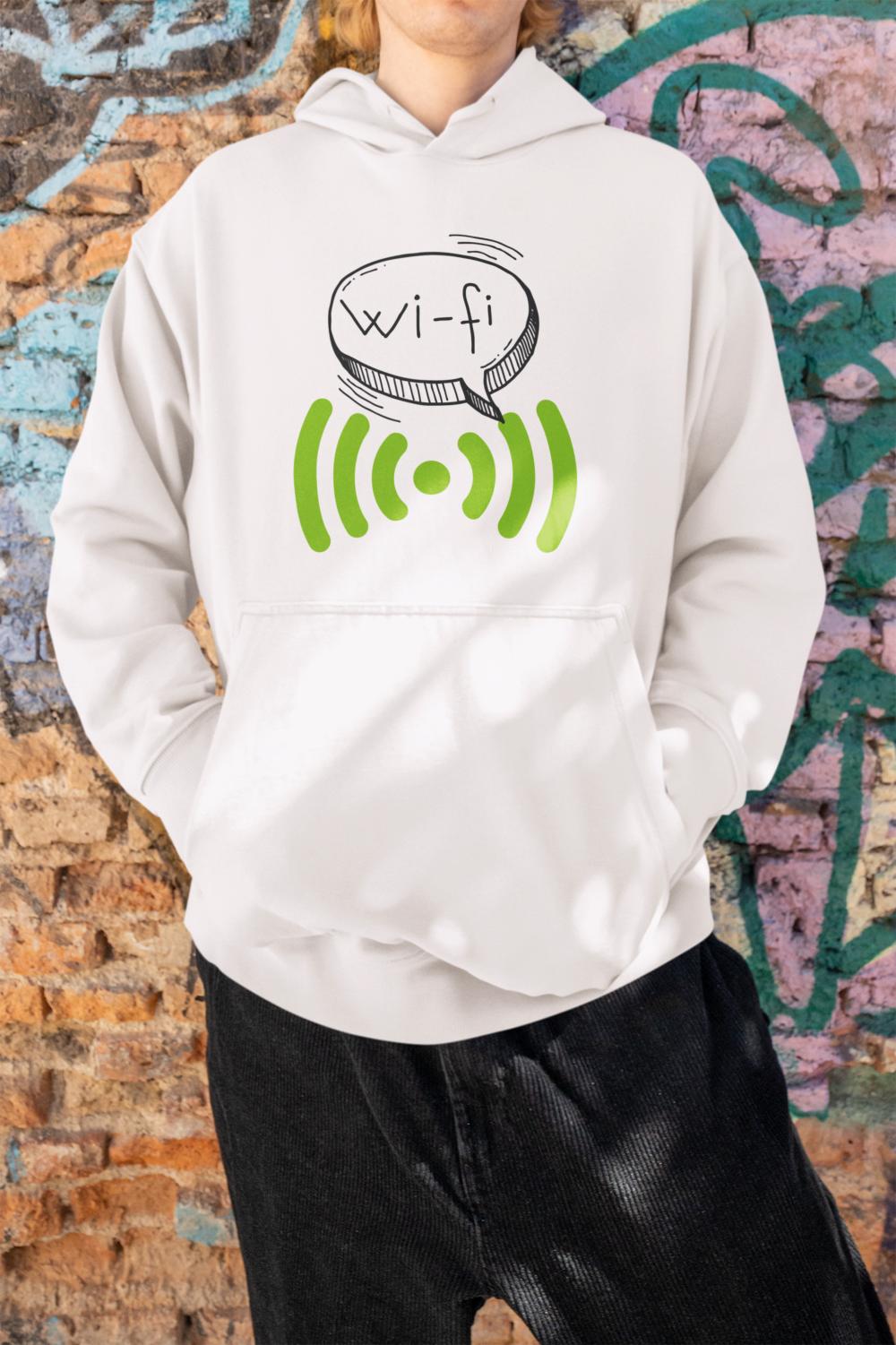 Men's Doodle Wifi Oversized Hooded Sweatshirt