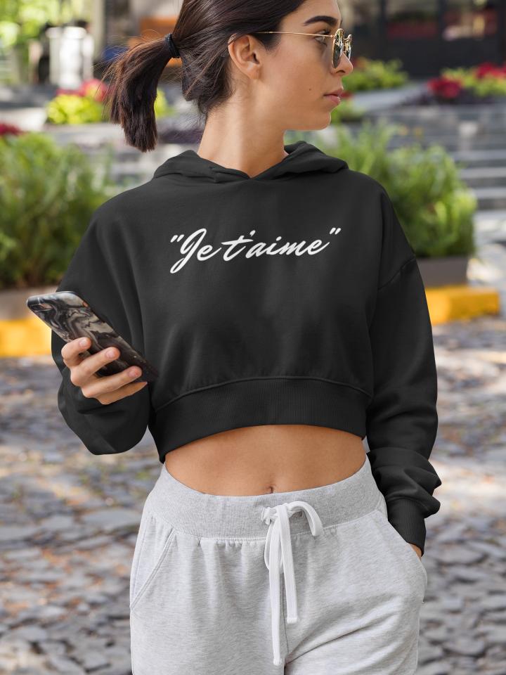 Women's Jet'aime Crop Top Hoodie Sweatshirt