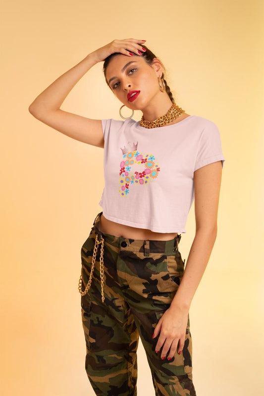 Women's Floral Alphabet P Crop Top