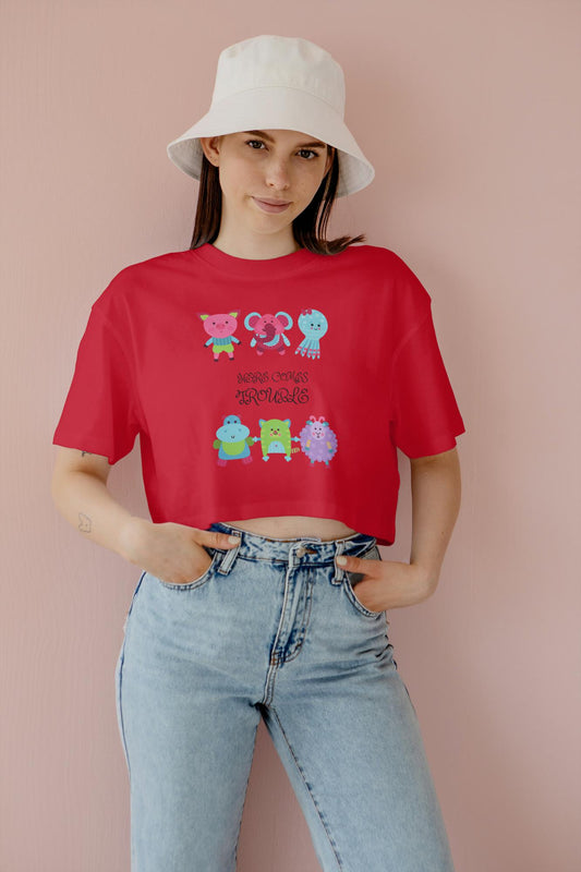 Women's Round Neck Trouble Crop Top