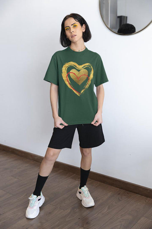 Women's Golden Heart Oversized T shirt