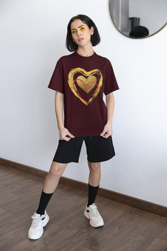 Women's Golden Heart Oversized T shirt